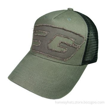 Fashionable Truckers Cap, Made of Cotton Twill, with Single Stitch Applique Embroidery